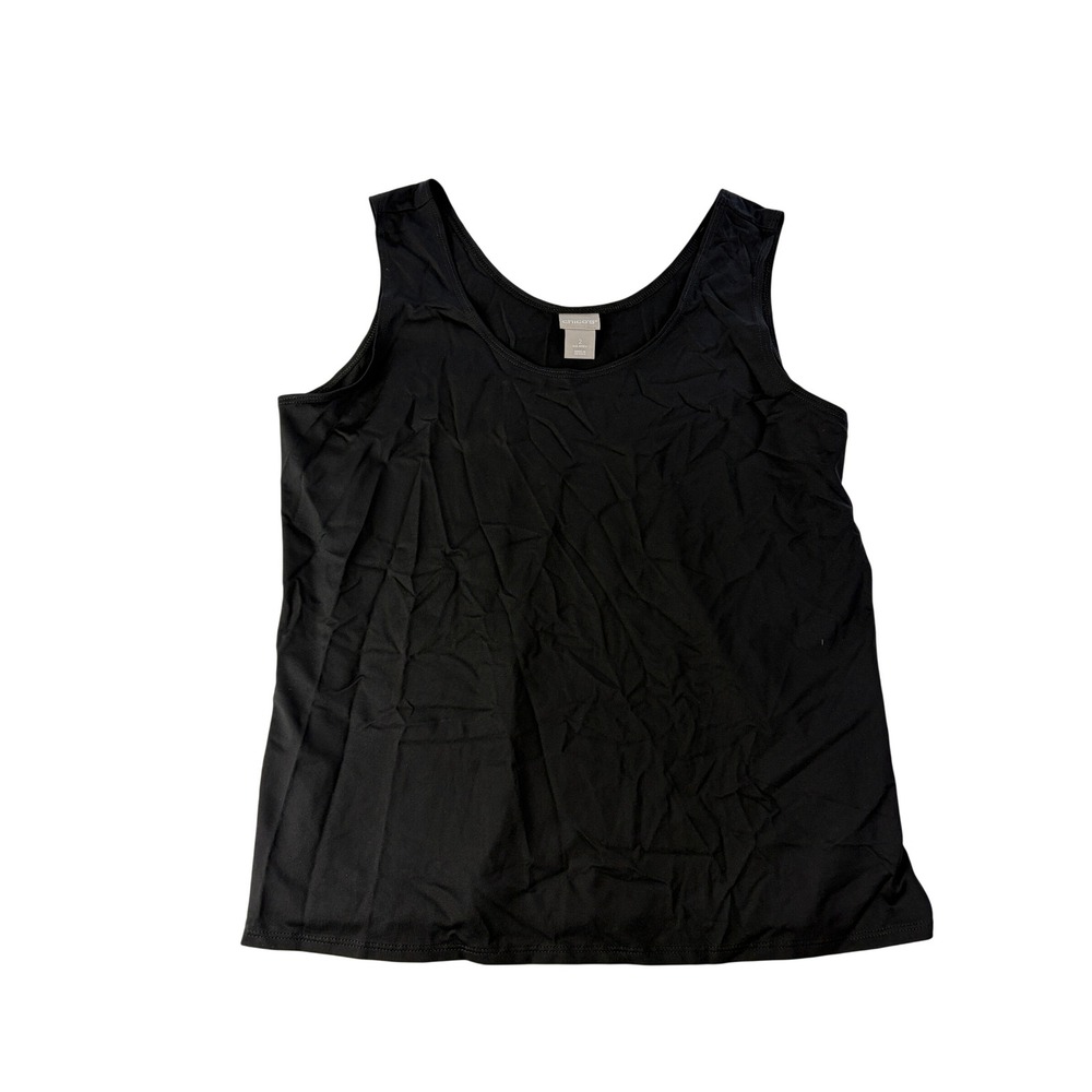 Chico's Tank Top Womens Size Large 2 Microfiber Layering Shell Sleeveless Black